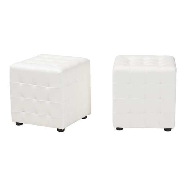 Siskal White Modern Cube Ottoman (Set of 2)