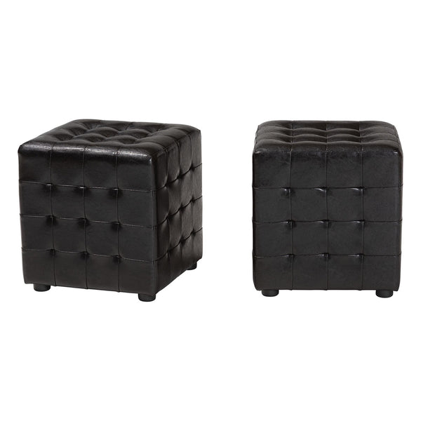 Siskal Dark Brown Modern Cube Ottoman (Set of 2)