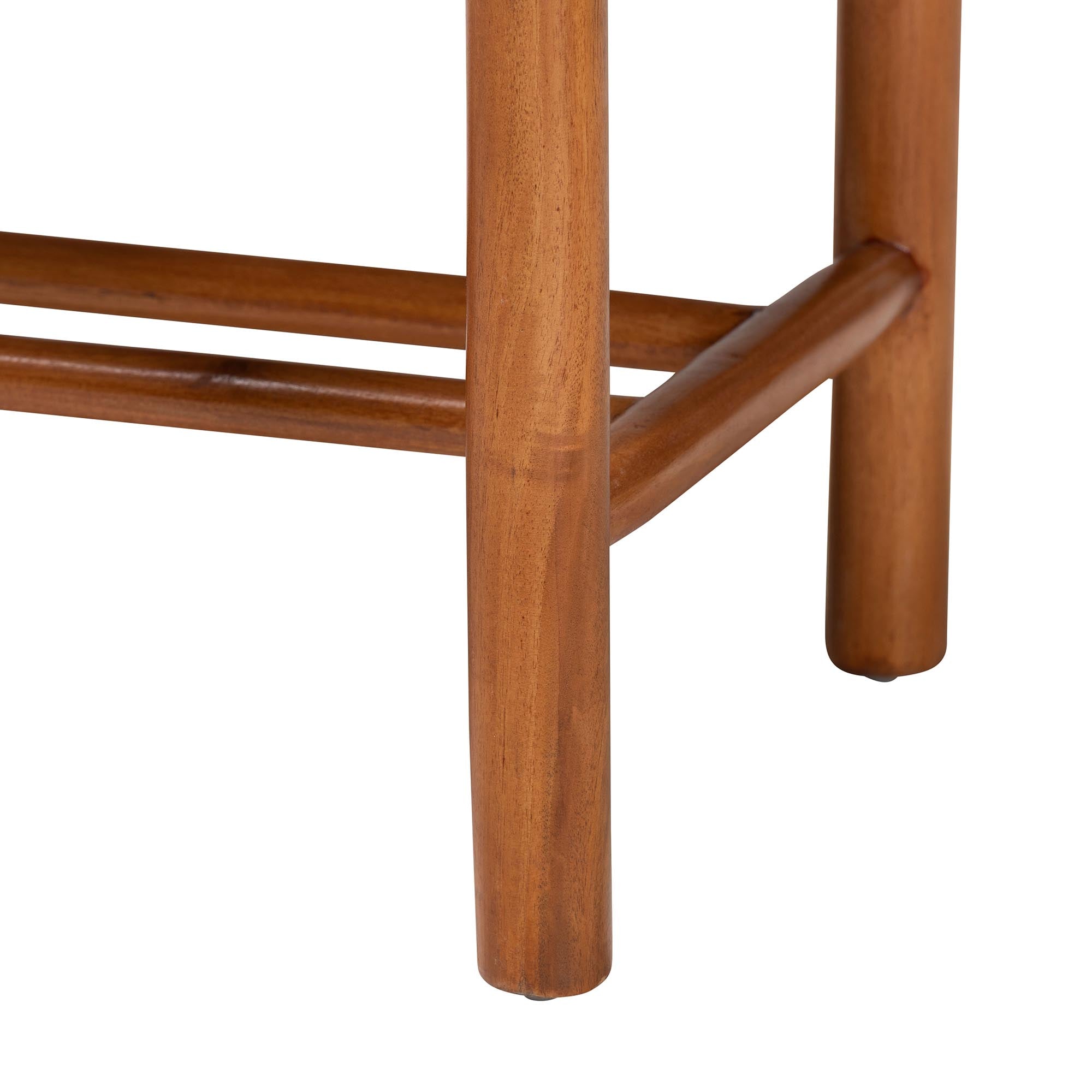 Saura Mid-Century Modern Oak Brown Finished Wood and Hemp Dining Bench