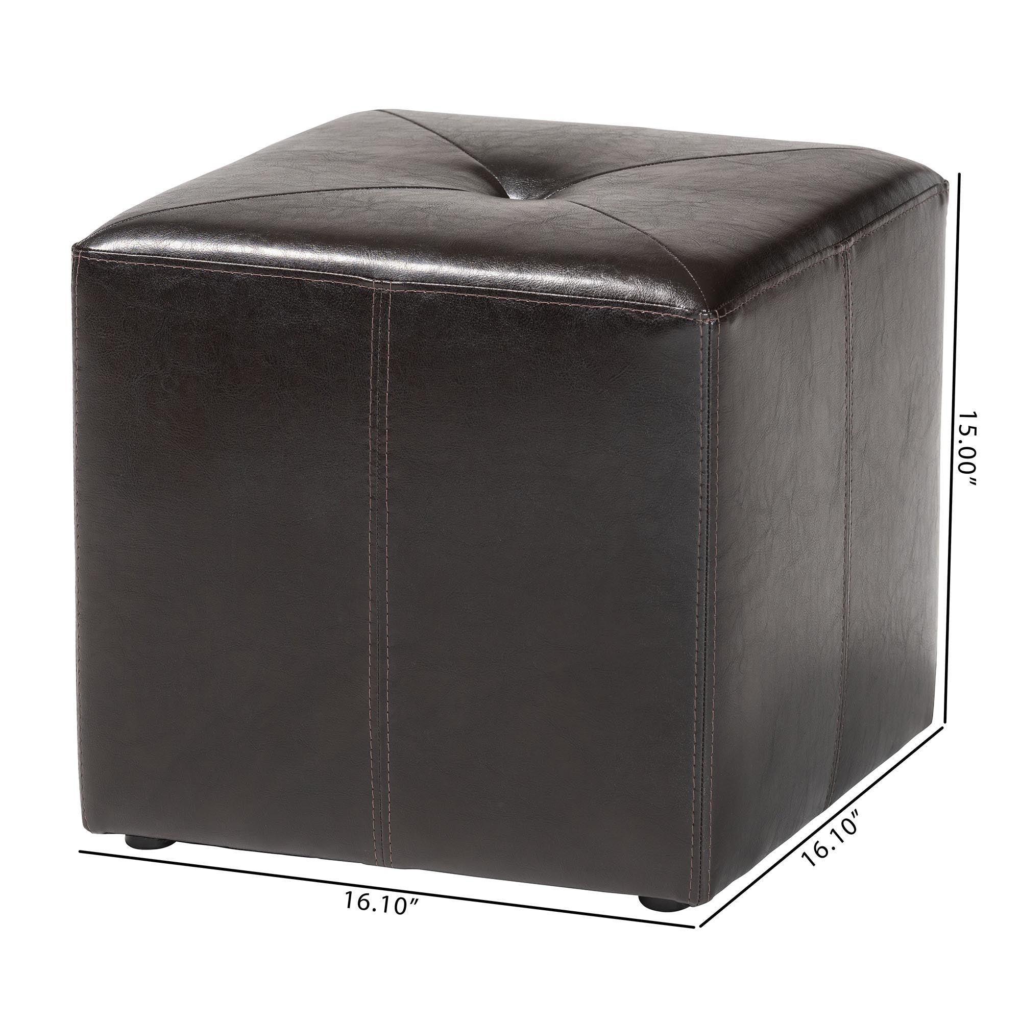 Brown Bonded Leather Ottoman