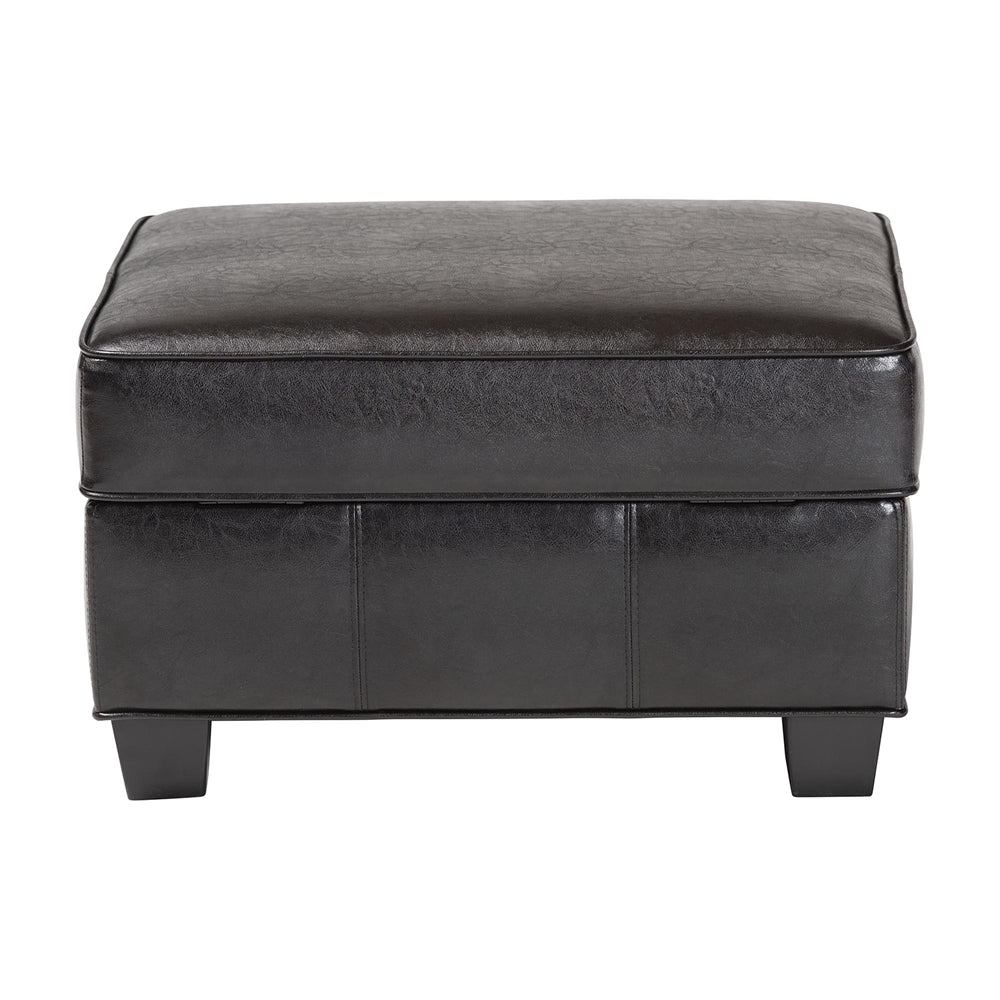 Brown Leather Storage Ottoman