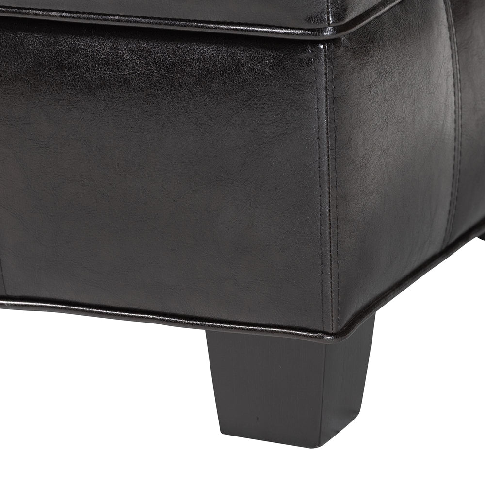 Brown Leather Storage Ottoman