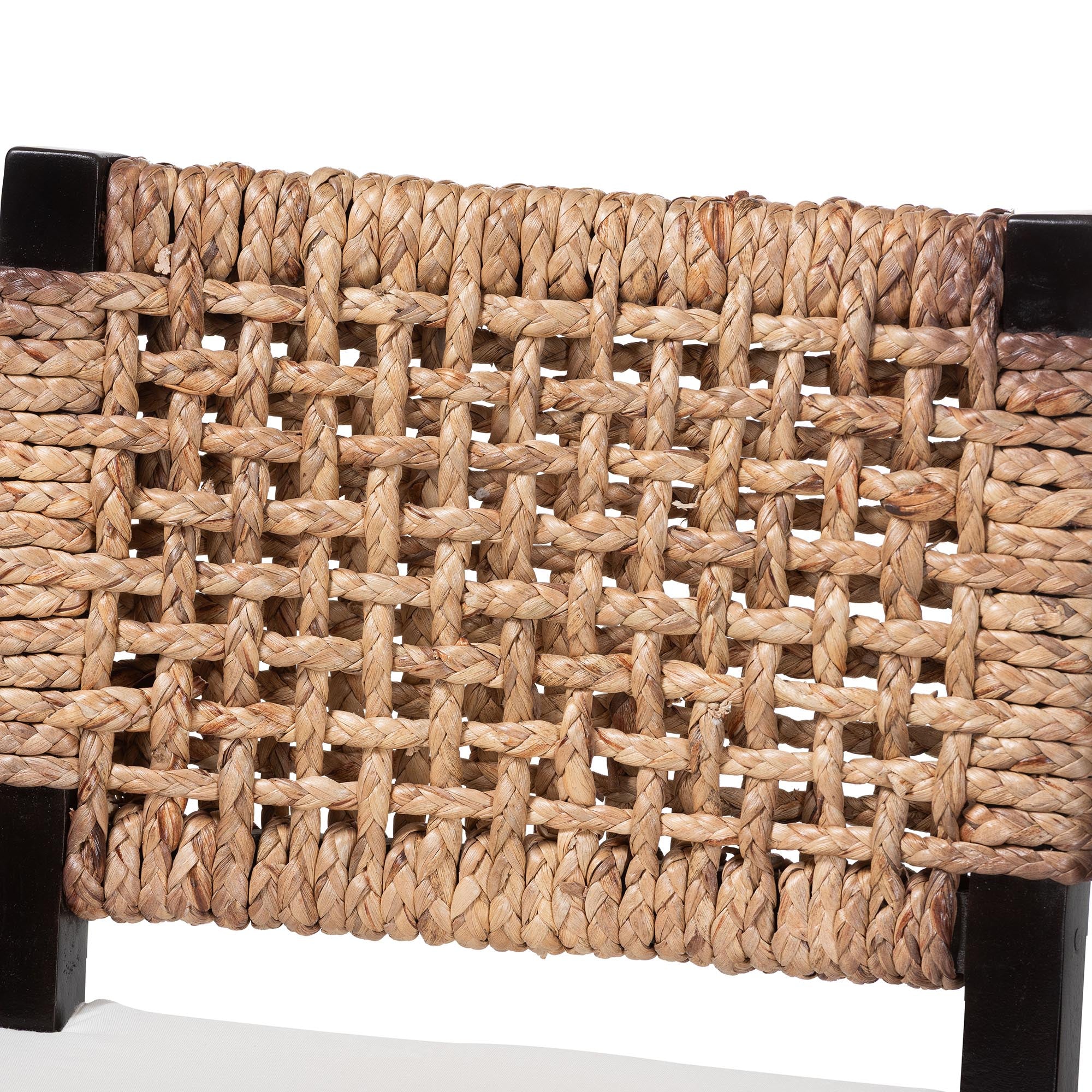 Alise Modern Bohemian Dark Brown Mahogany Wood and Seagrass Counter Stool
