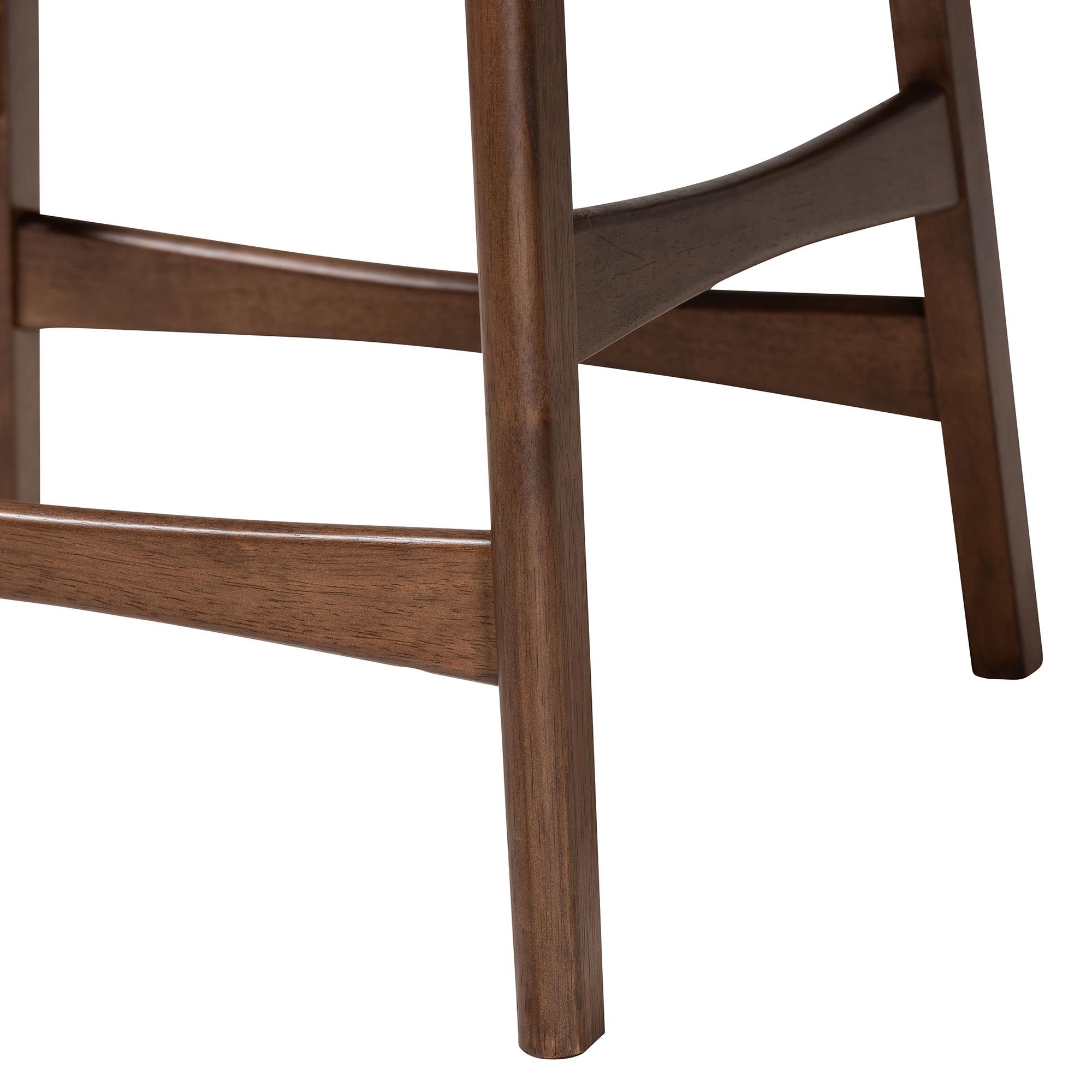 Latina Mid-century Retro Modern Scandinavian Style Black Faux Leather Upholstered Walnut Wood Finishing 24-Inches Counter Stool (Set of 2)