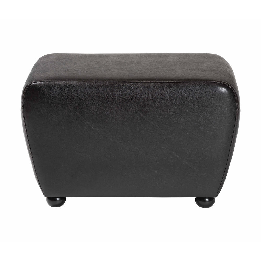 Dark Brown Full Leather Ottoman with Rounded Sides