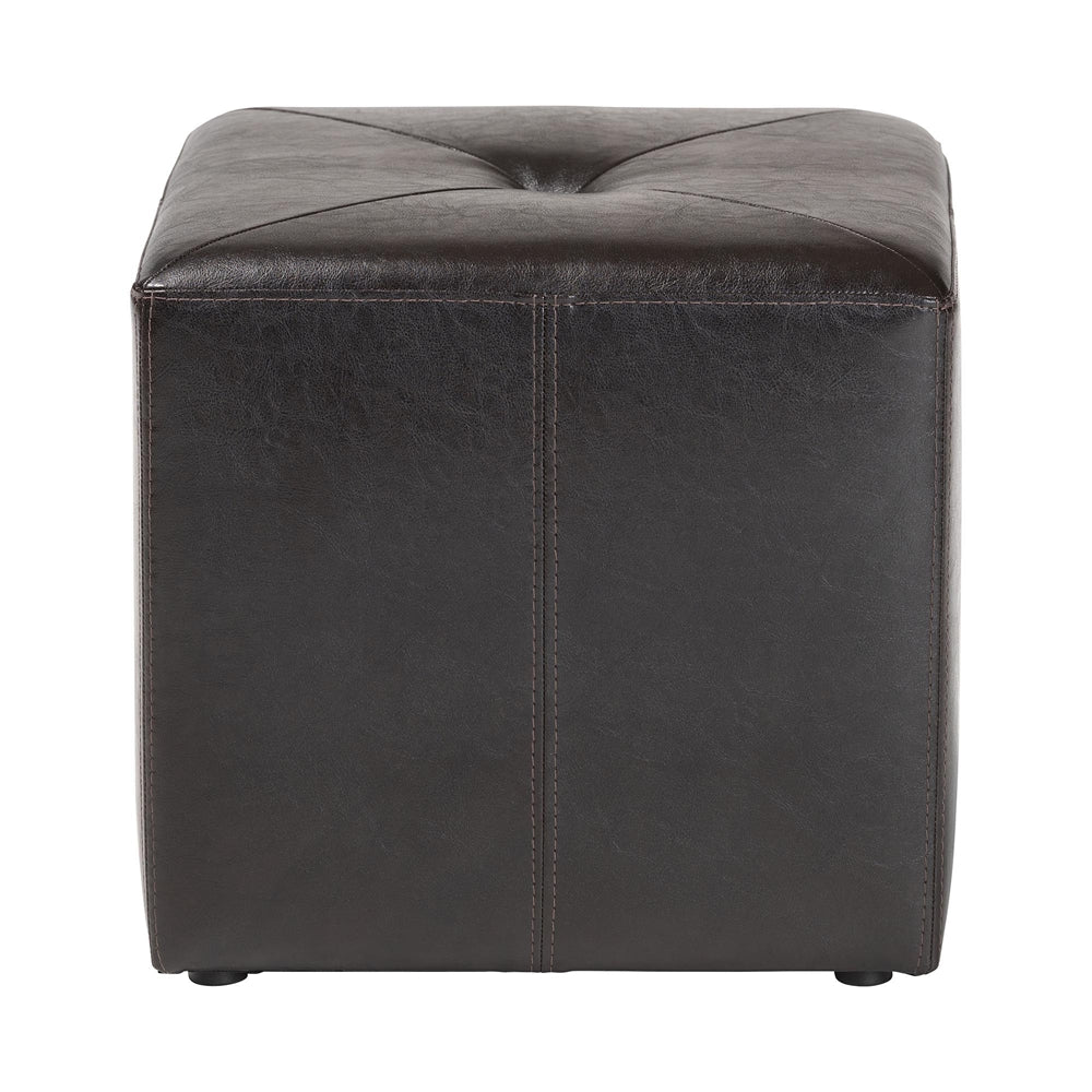 Brown Bonded Leather Ottoman