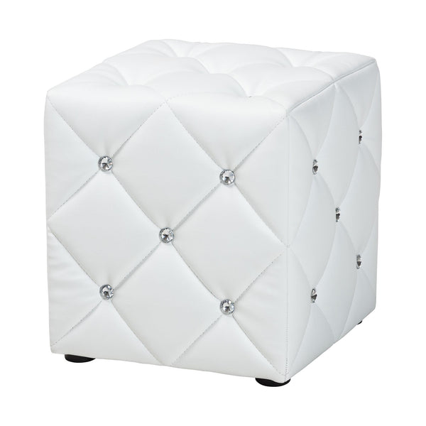 Stacey Modern and Contemporary White Faux Leather Upholstered Ottoman