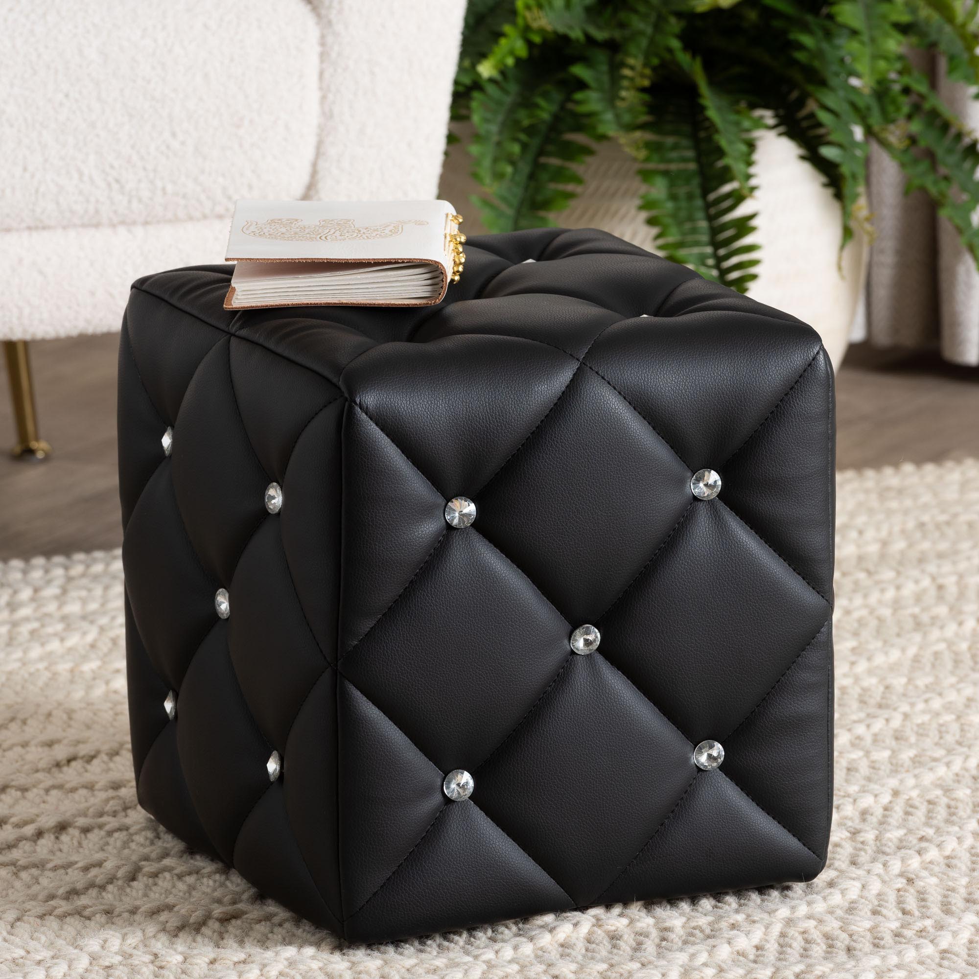 Stacey Modern and Contemporary Faux Leather Upholstered Ottoman