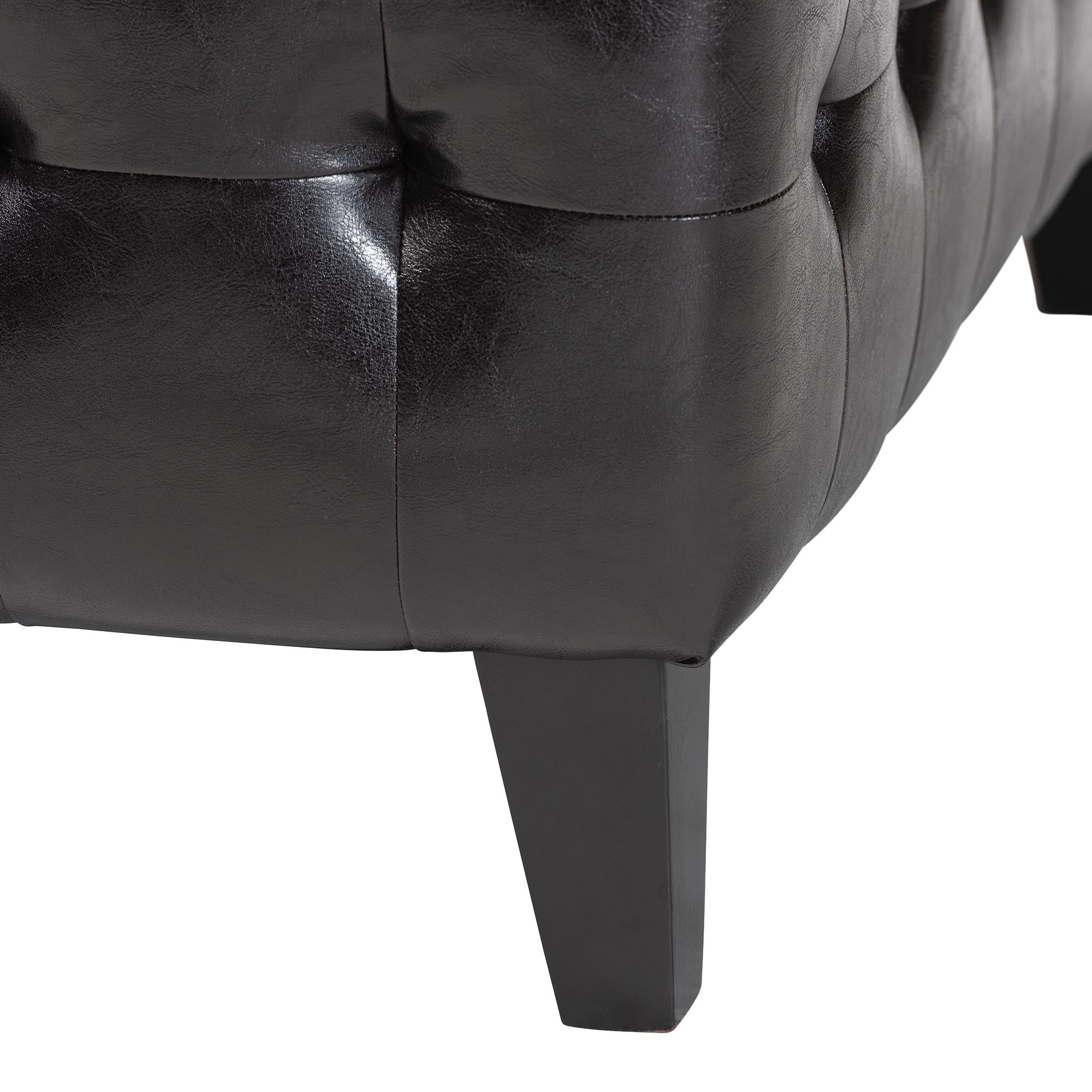 Dark Brown Bonded Leather Square Ottoman