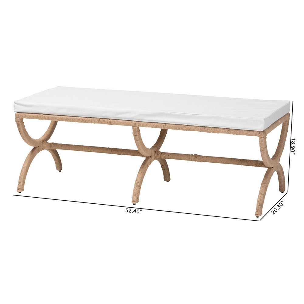 Maliyah Japandi Natural Seagrass Accent Bench