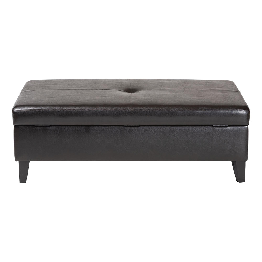 Dark Brown Faux Leather Storage Cocktail Ottoman