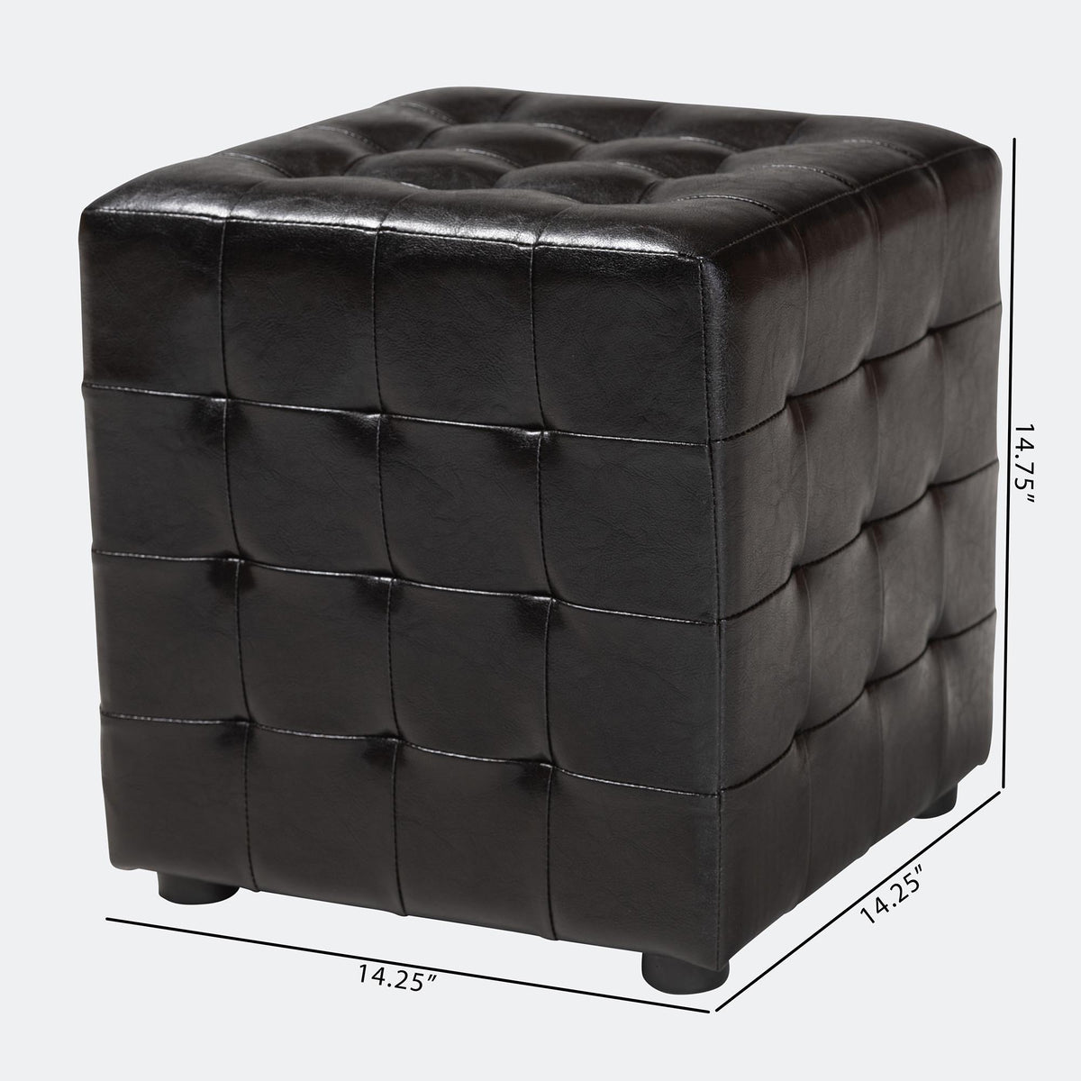 Siskal Dark Brown Modern Cube Ottoman (Set of 2)