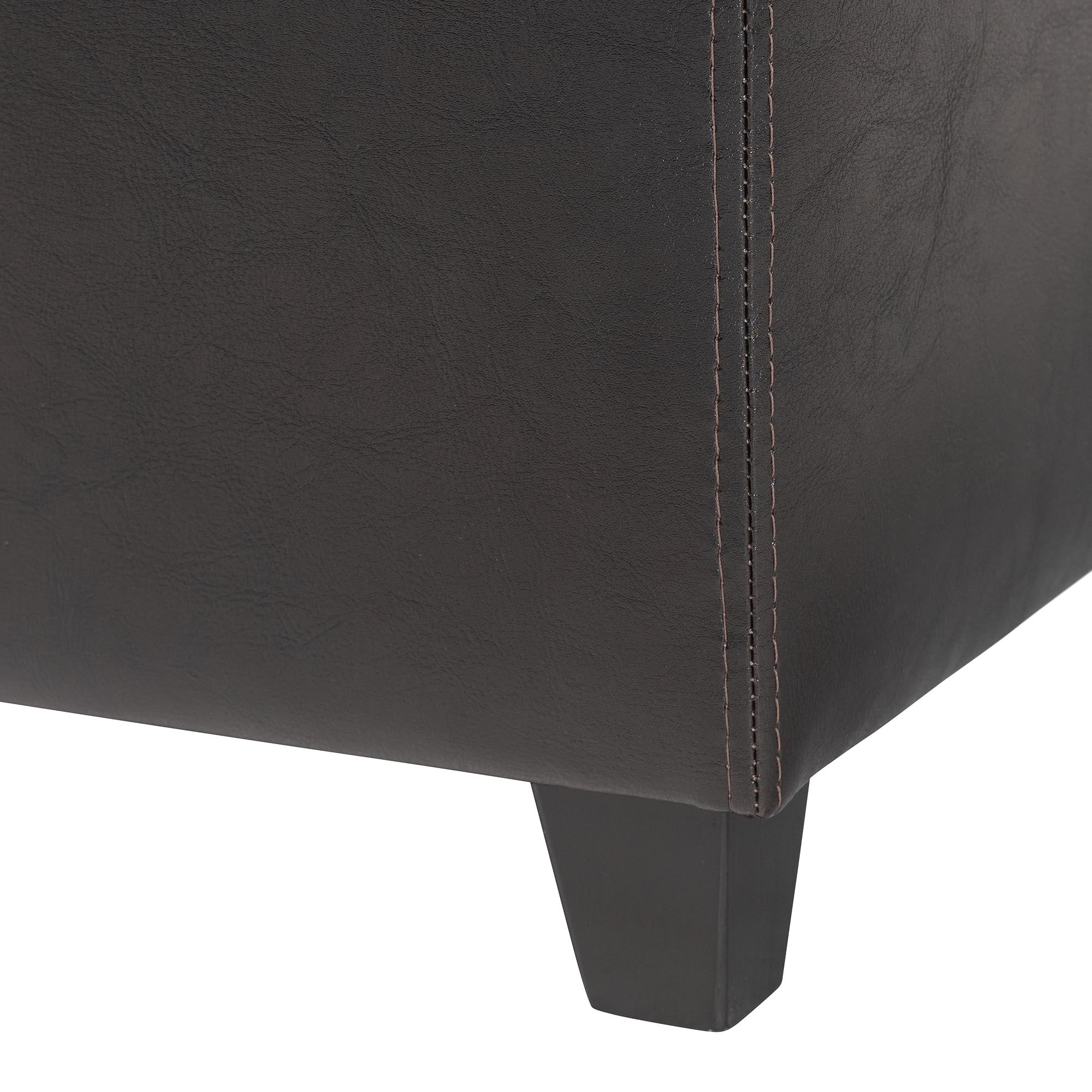 Small Storage Cube Ottoman in Faux Leather Upholstery