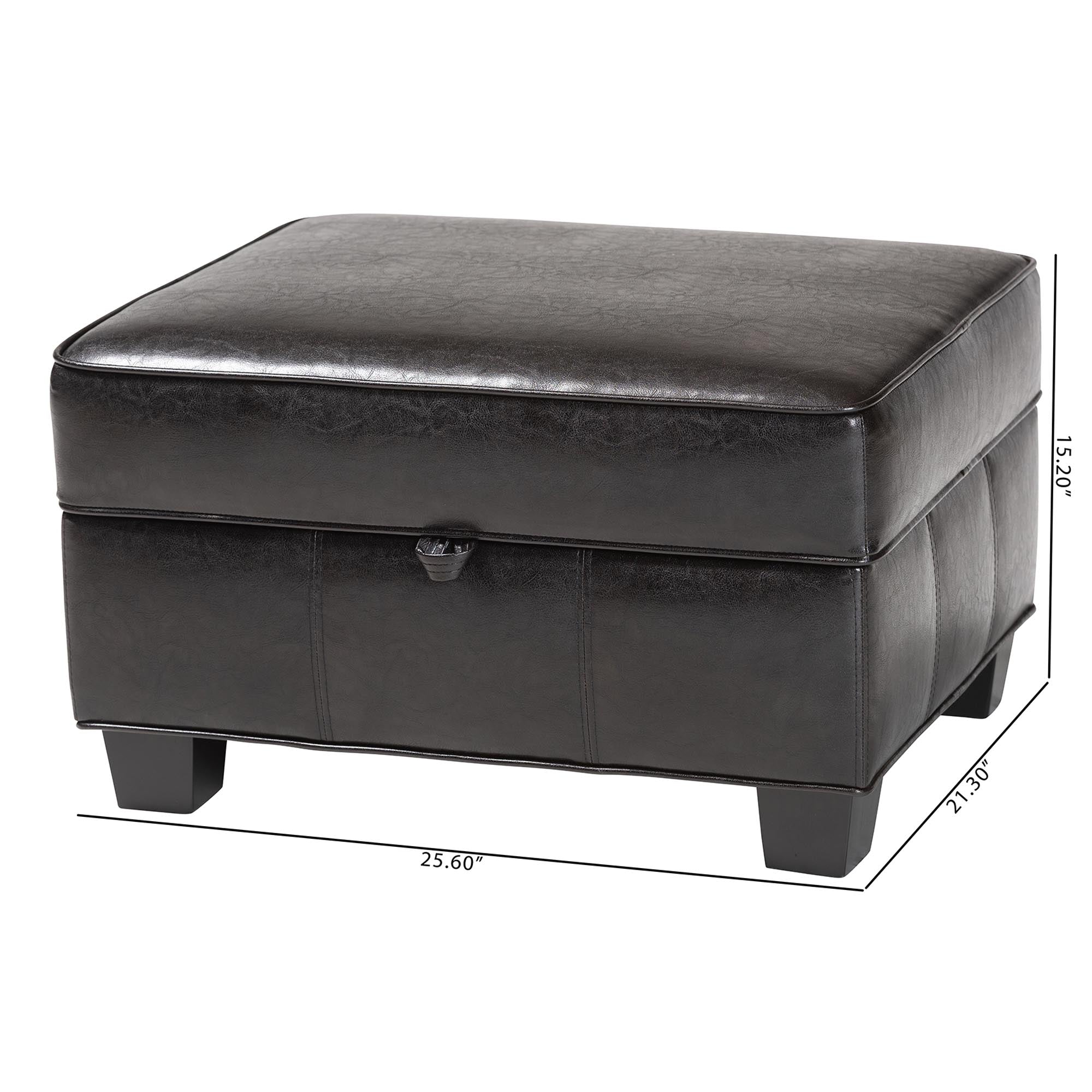 Brown Leather Storage Ottoman