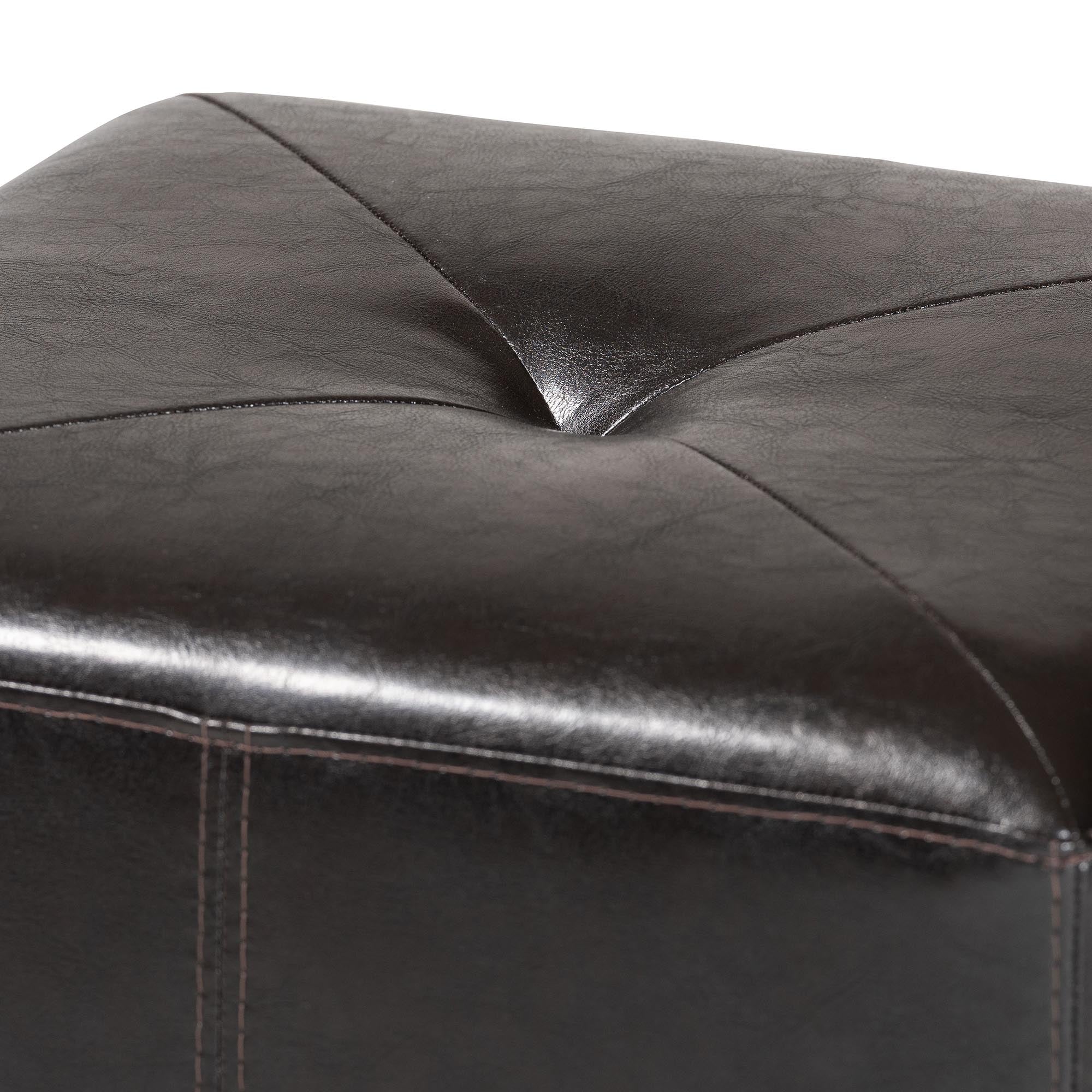 Brown Bonded Leather Ottoman