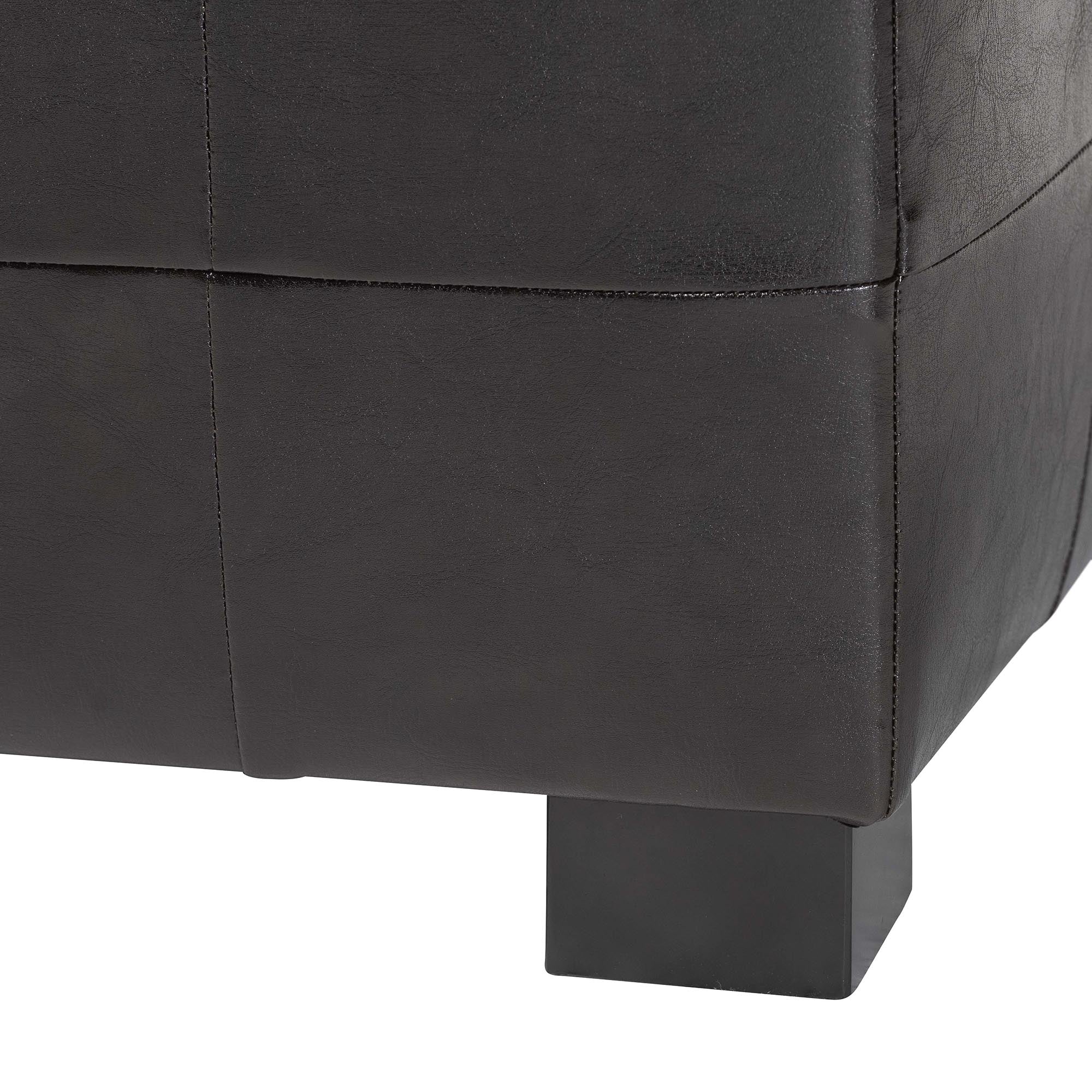 Dark Brown Faux Storage Bench & Button Tufted Ottoman
