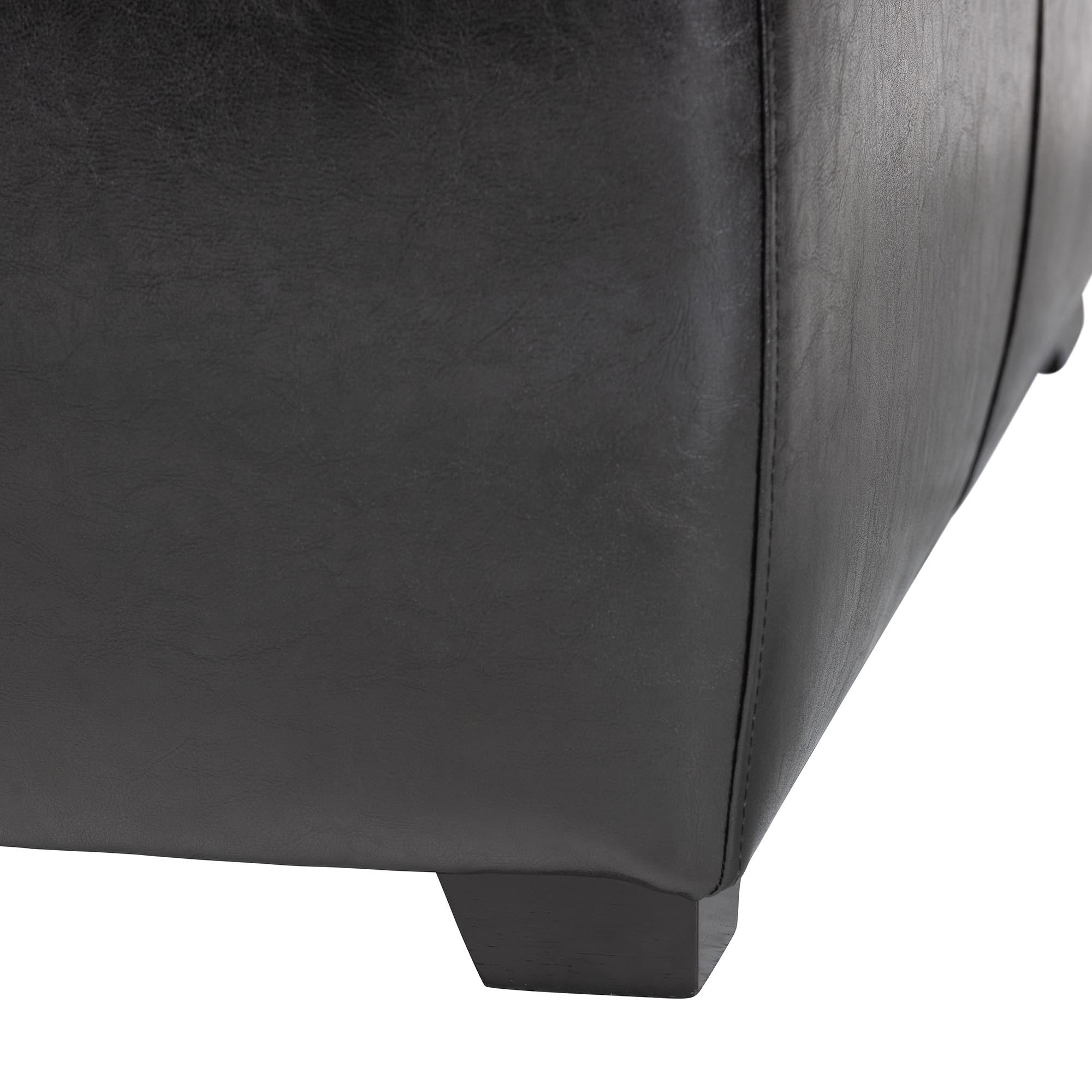 Black Faux Leather Square Ottoman Footstool