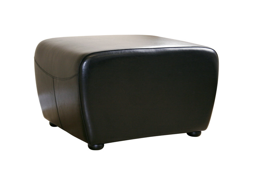 Baxton Studio Black Faux Leather Ottoman with Rounded Sides