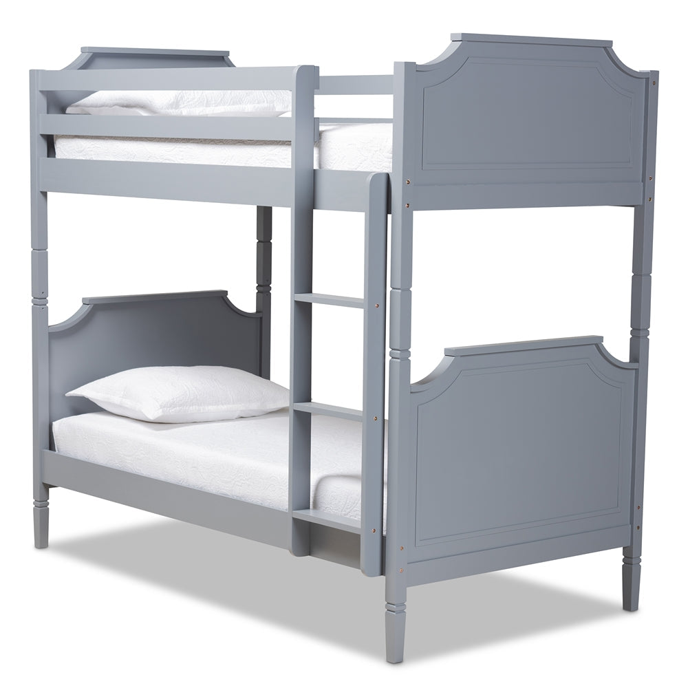 Mariana Traditional Transitional Grey Finished Wood Twin Size Bunk Bed