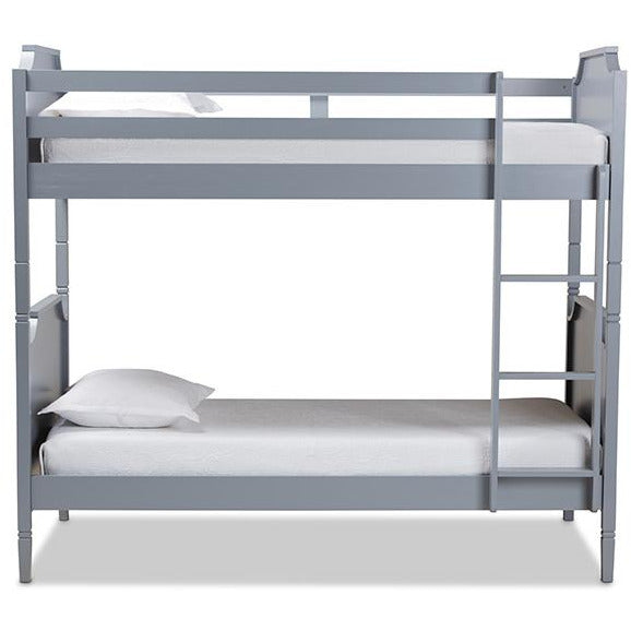 Mariana Traditional Transitional Grey Finished Wood Twin Size Bunk Bed