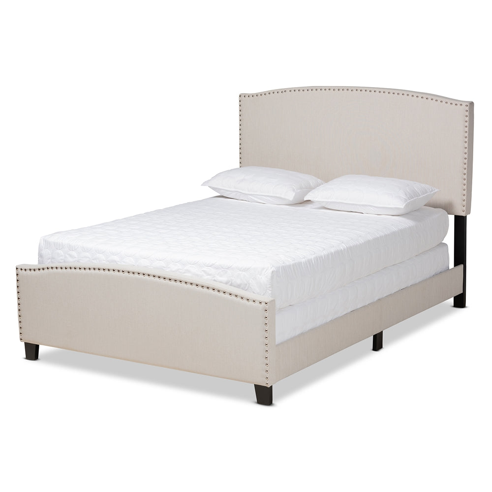 Morgan Modern Transitional Beige Fabric Upholstered King Size Panel Bed