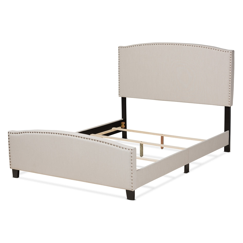 Morgan Modern Transitional Beige Fabric Upholstered King Size Panel Bed