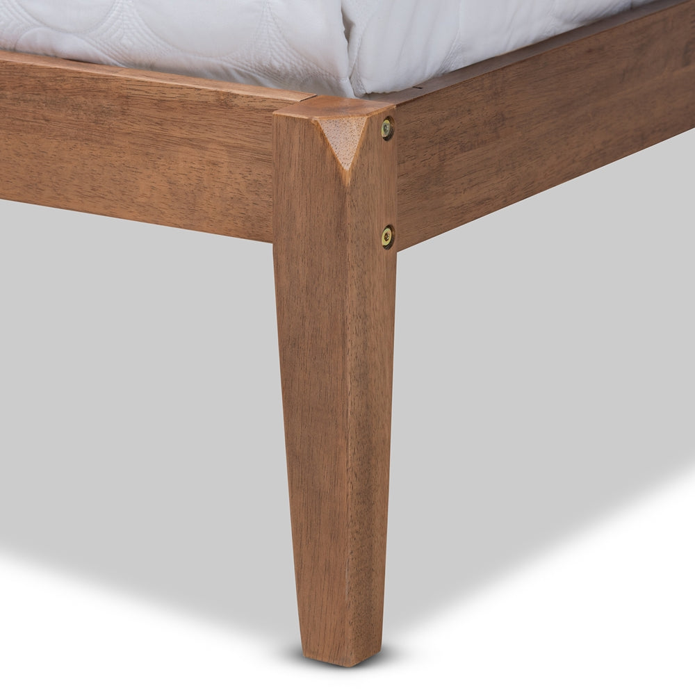 Edmond Grey Fabric and Ash Walnut Brown Finished Wood King Size Bed