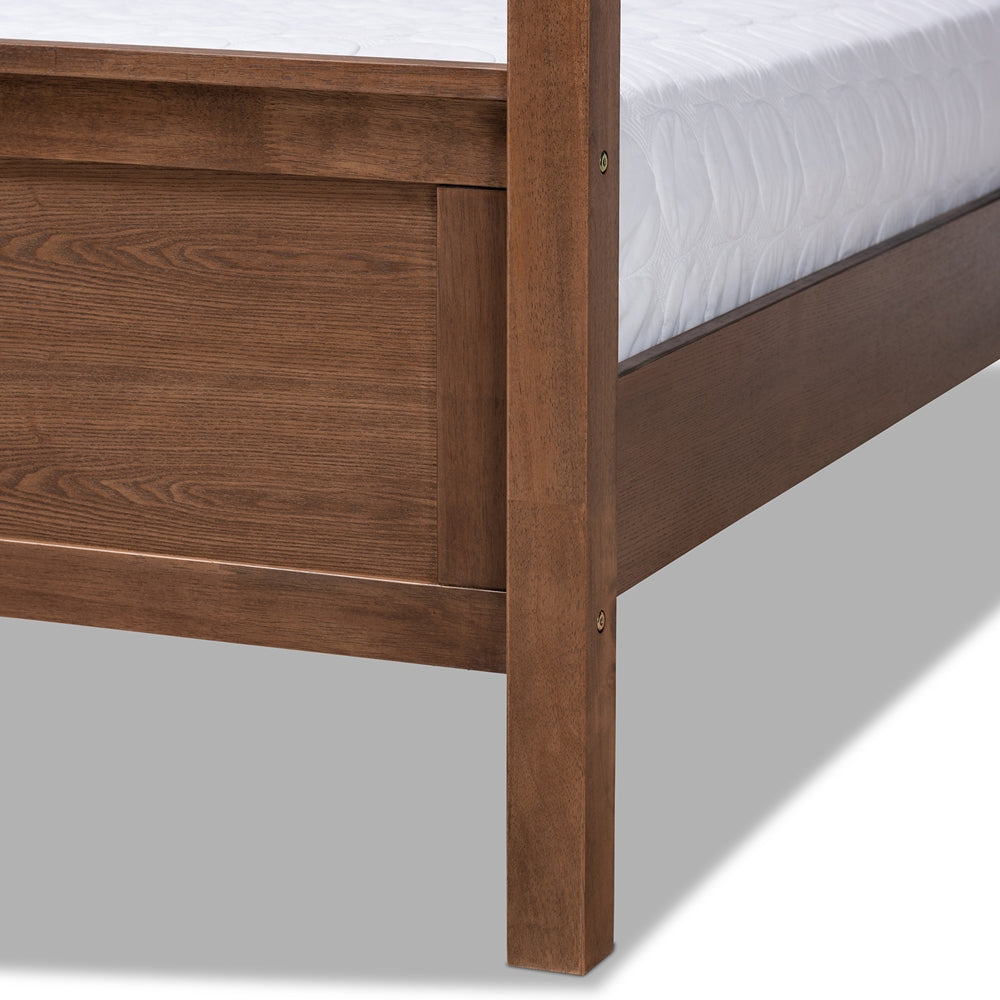 Natasha Grey and Walnut Brown Finished Wood King Size Platform Canopy Bed