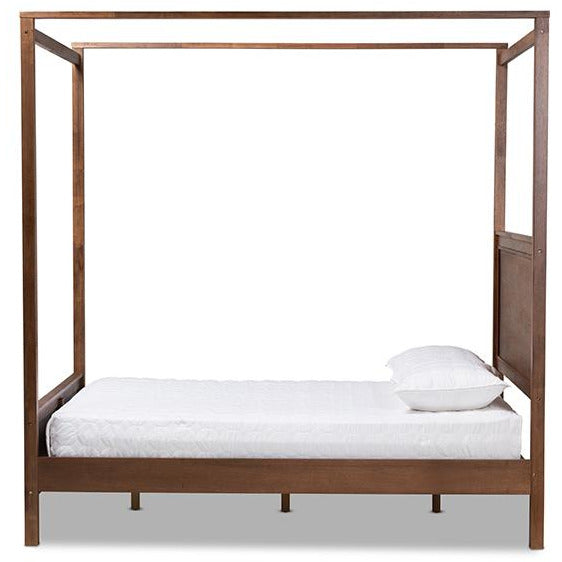 Veronica Walnut Brown Finished Wood Queen Size Platform Canopy Bed