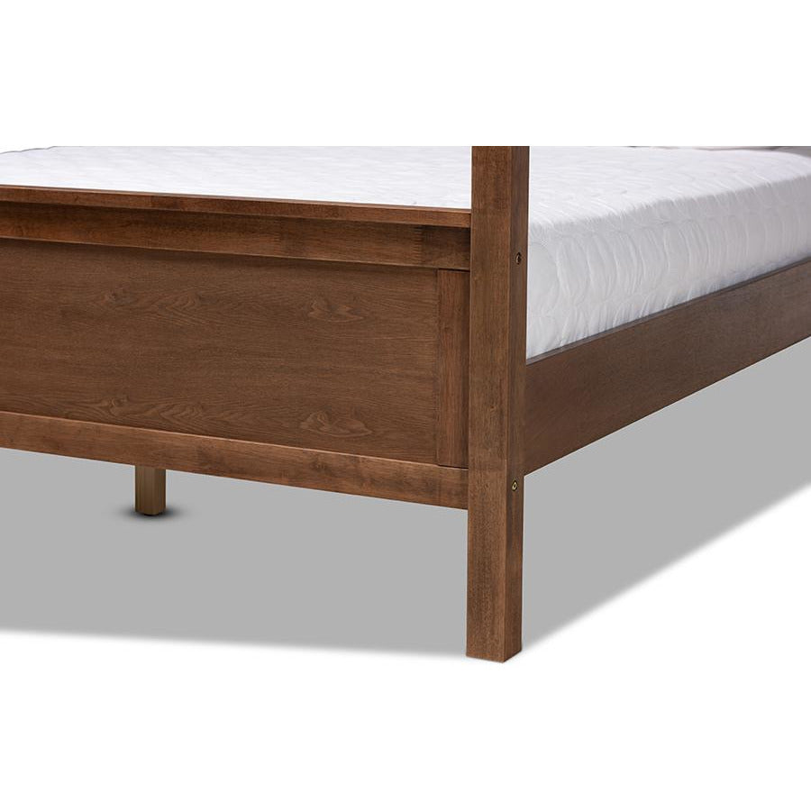 Veronica Walnut Brown Finished Wood Queen Size Platform Canopy Bed