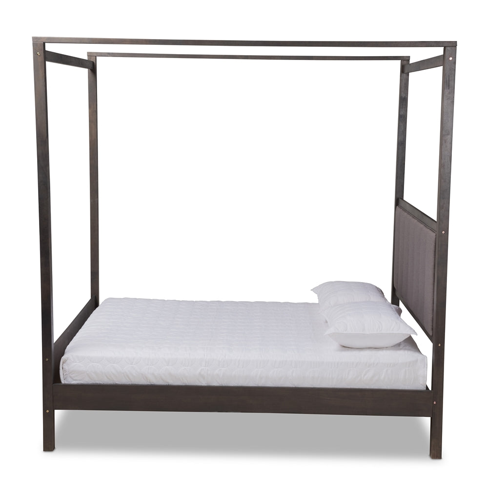 Natasha Grey and Dark Grey Oak Finished Wood King Size Platform Canopy Bed