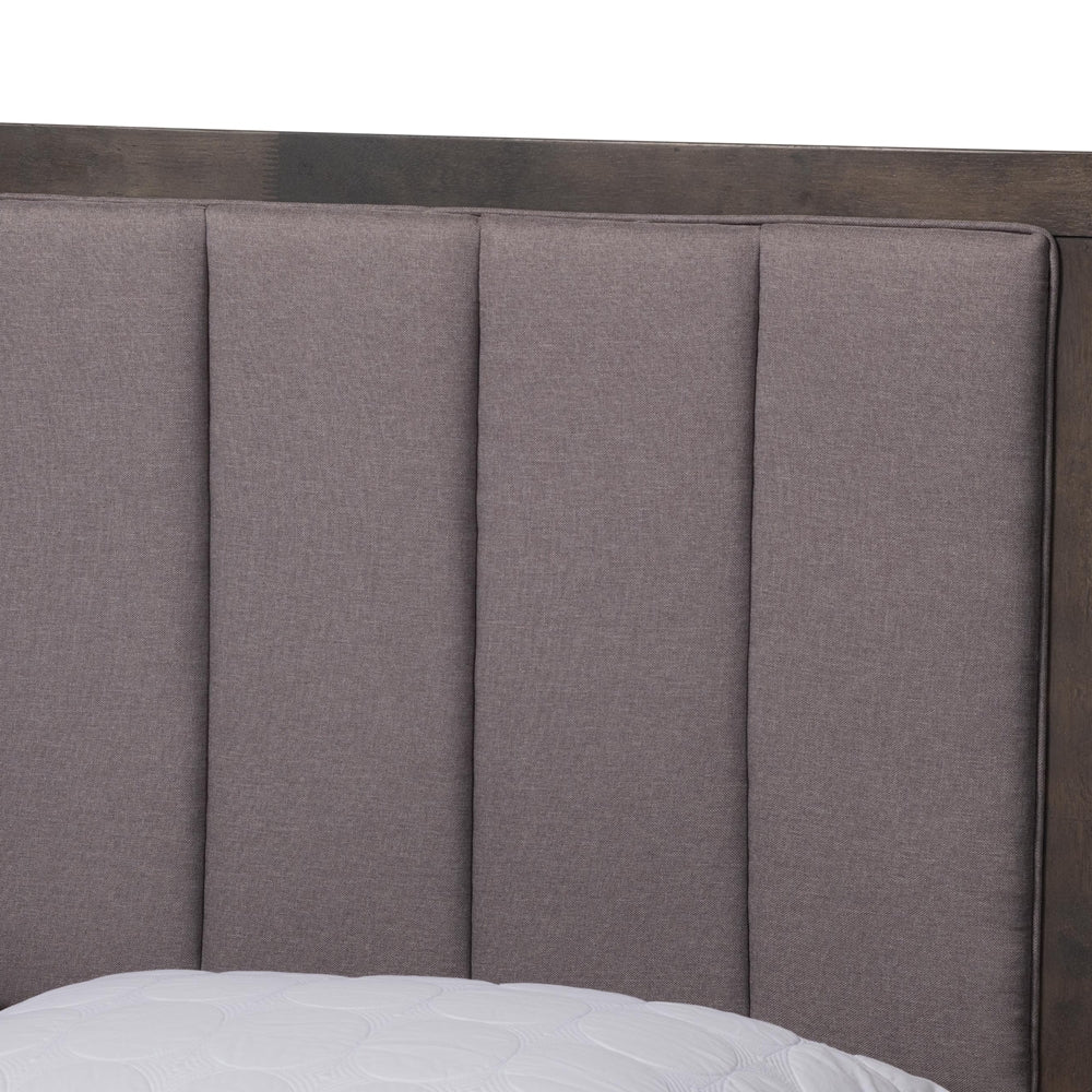 Natasha Grey and Dark Grey Oak Finished Wood Queen Size Platform Canopy Bed