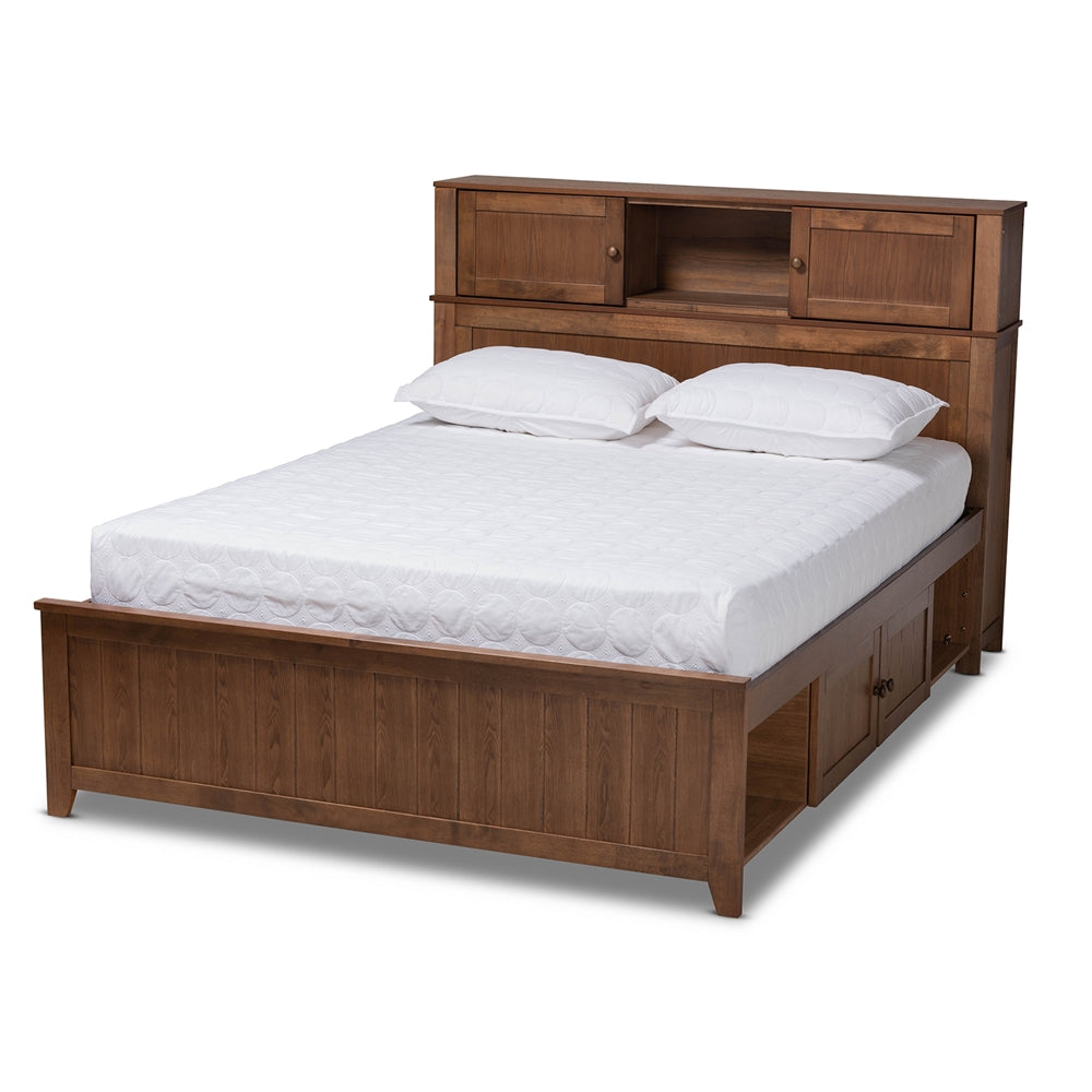 Riko Walnut Brown Finished Wood Queen Size Platform Storage Bed