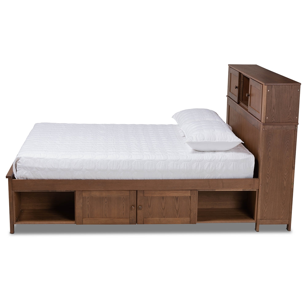 Riko Walnut Brown Finished Wood Queen Size Platform Storage Bed