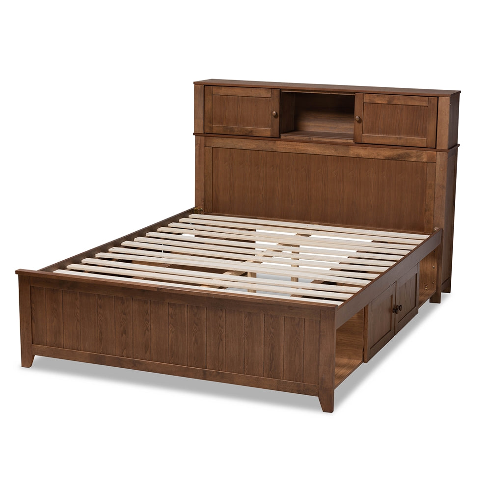 Riko Walnut Brown Finished Wood Queen Size Platform Storage Bed