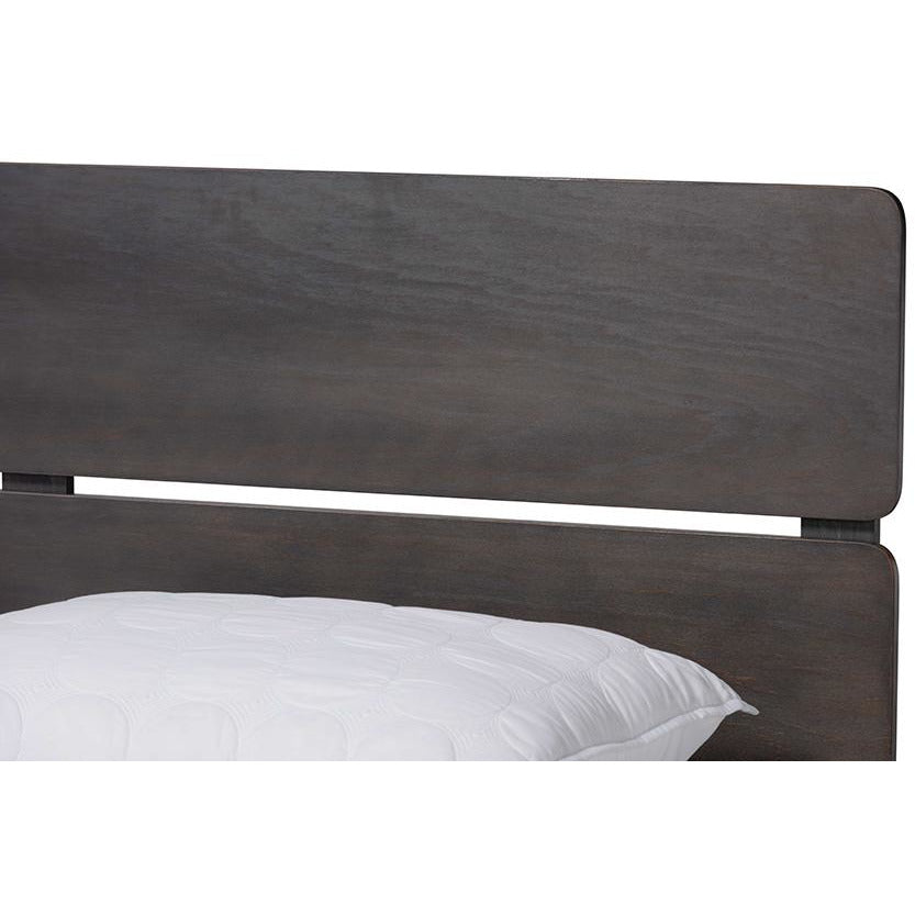 Anthony Dark Grey Oak Finished Wood Full Size Panel Bed