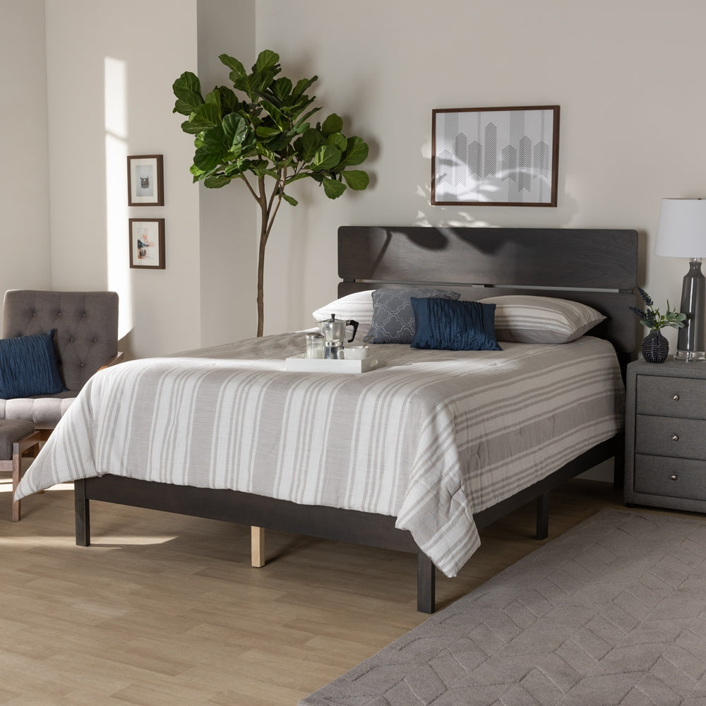 Anthony Dark Grey Oak Finished Wood King Size Panel Bed