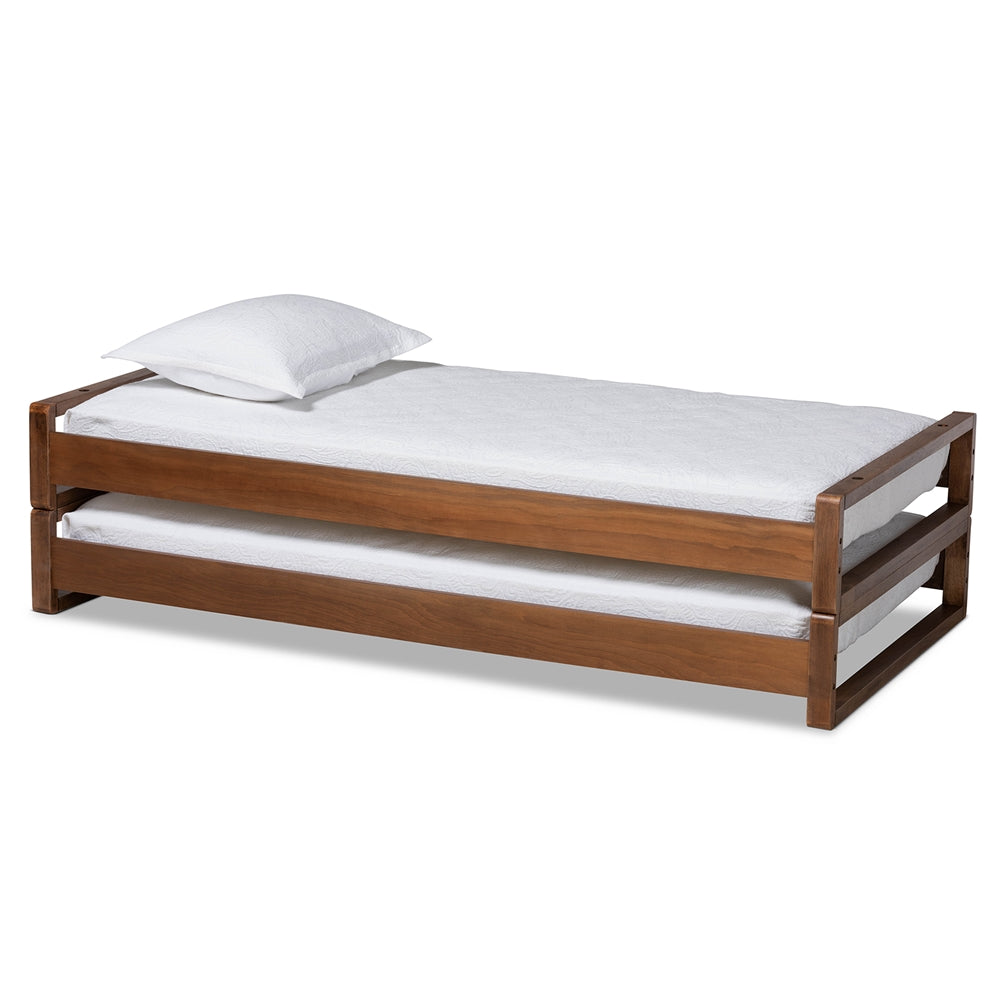 Klara Walnut Finished Wood Expandable Twin Size To King Size Bed Frame