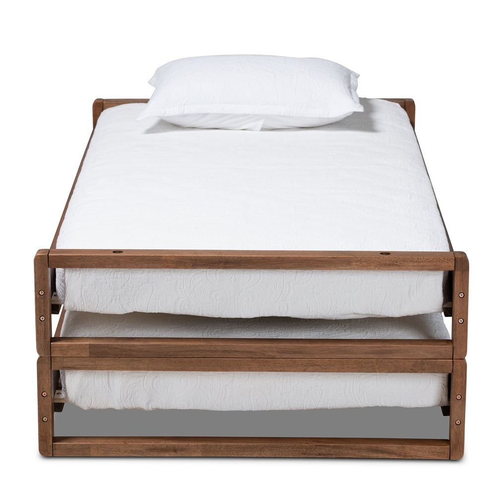 Klara Walnut Finished Wood Expandable Twin Size To King Size Bed Frame