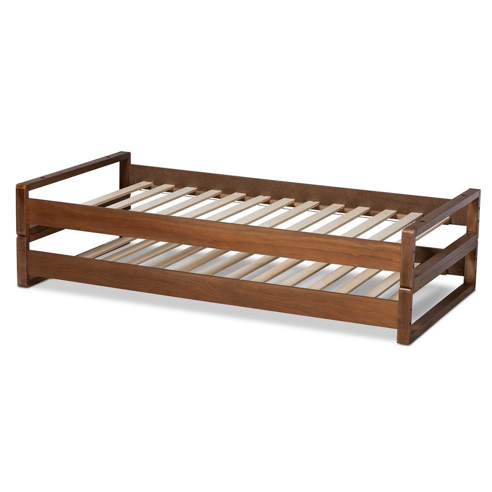 Klara Walnut Finished Wood Expandable Twin Size To King Size Bed Frame