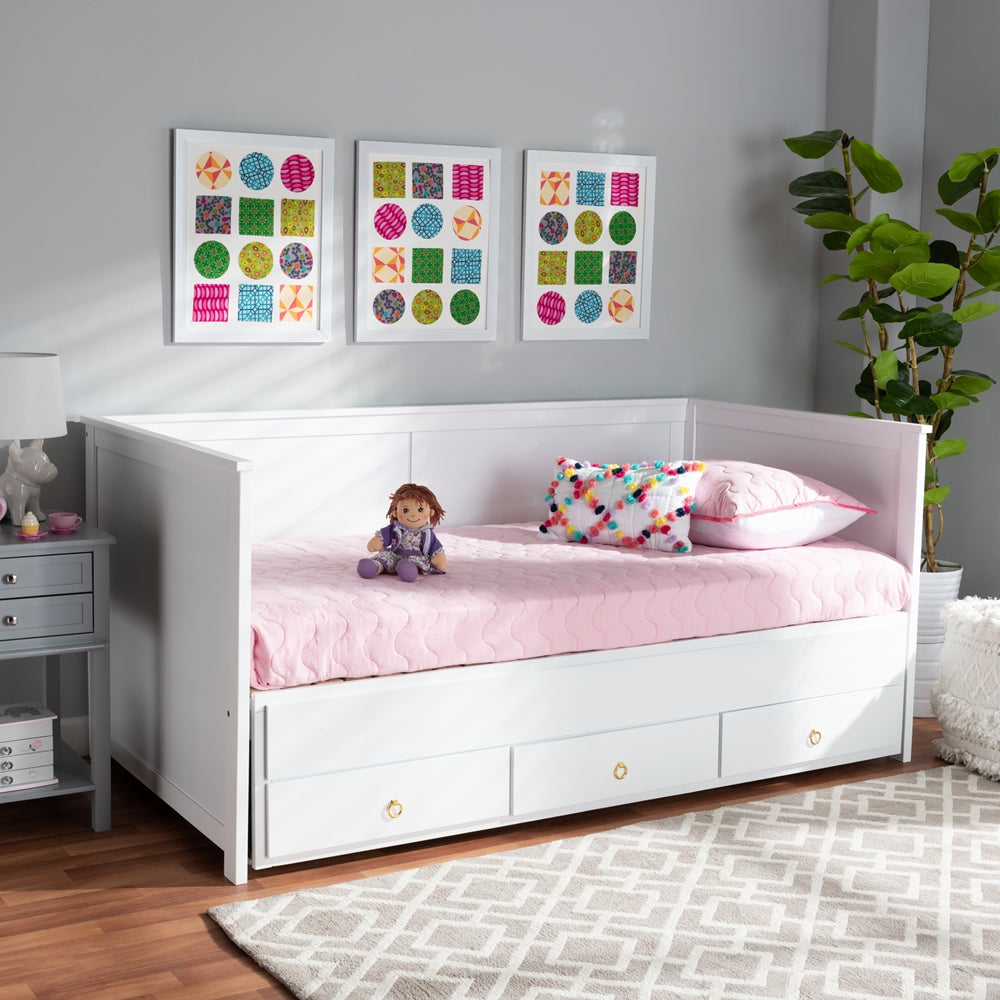 Thomas Daybed Traditional White Twin-to-King with Storage Drawers