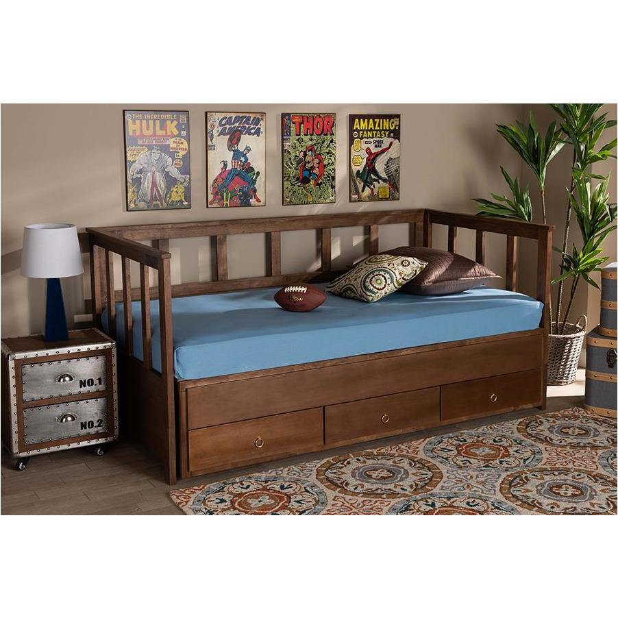 Kendra Daybed Modern Walnut Brown Expandable Twin to King with Storage