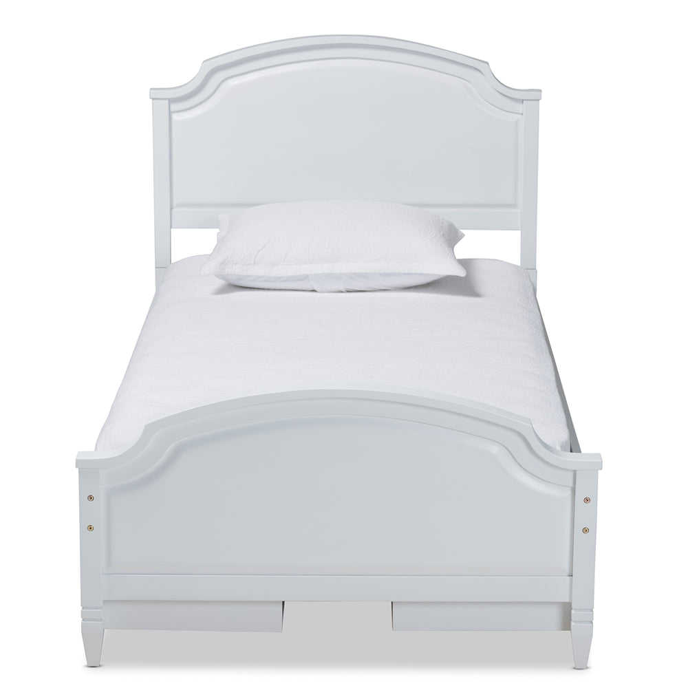 Elise Bed Traditional White Twin Size Platform with Storage