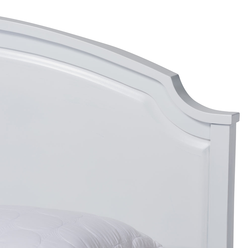 Elise Bed Traditional White Queen Platform with Storage