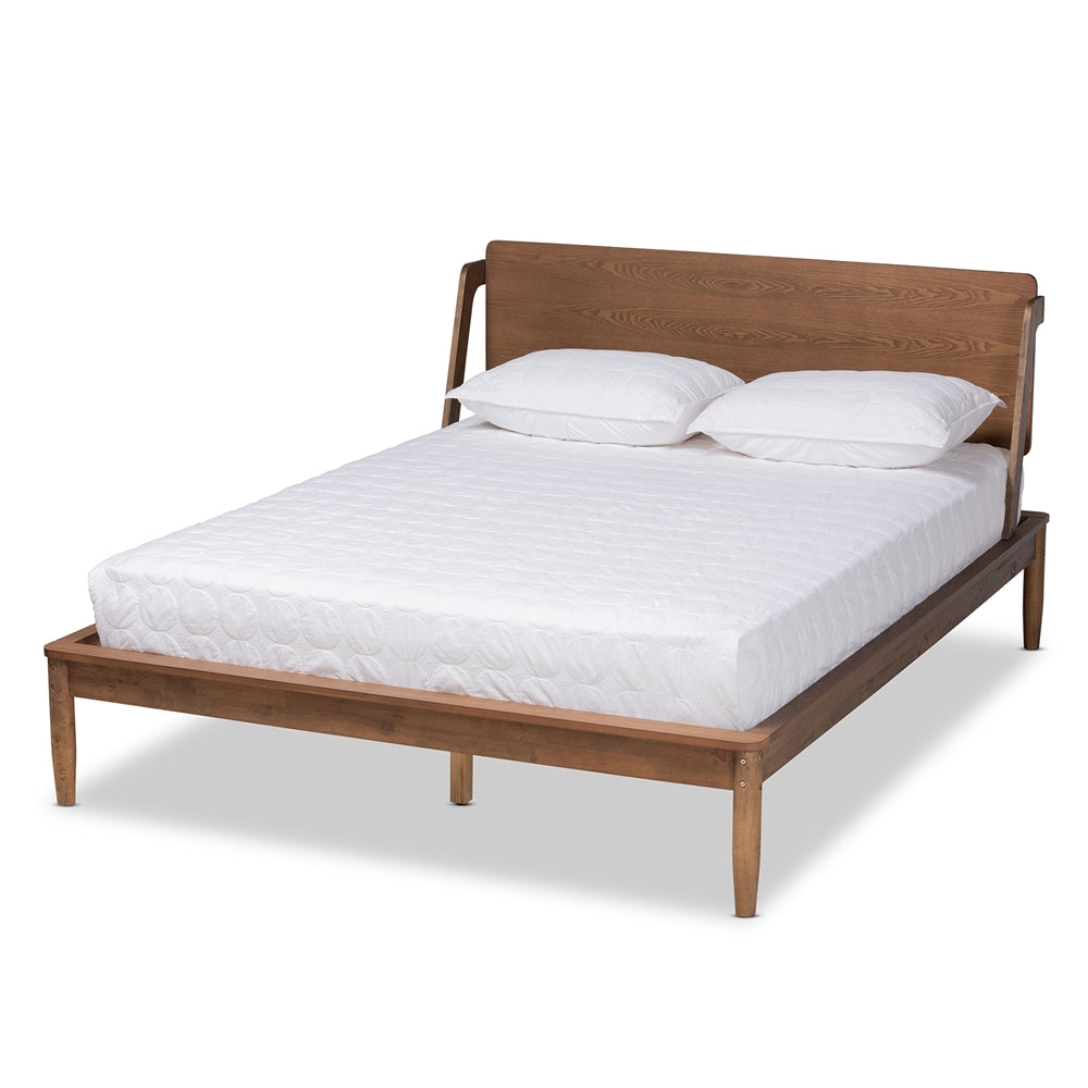 Sadler Ash Walnut Brown Finished Wood King Size Platform Bed