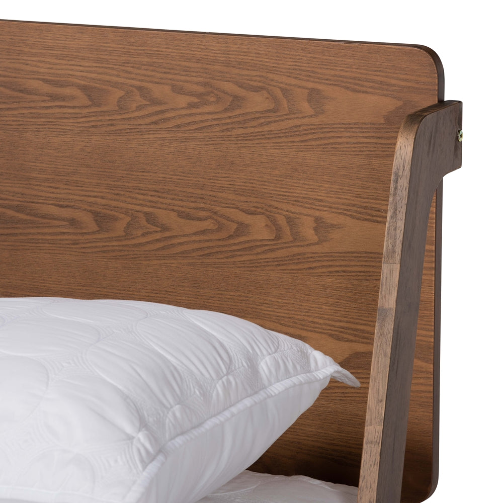 Sadler Ash Walnut Brown Finished Wood Full Size Platform Bed