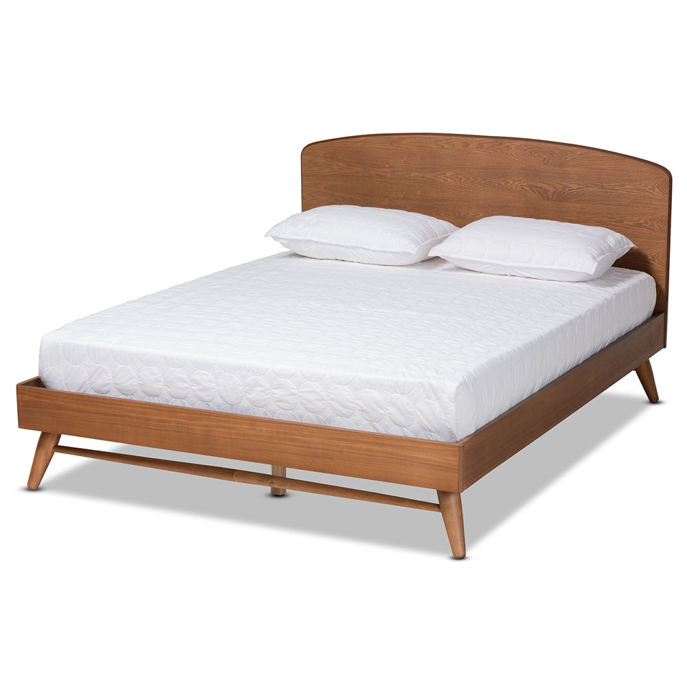 Keagan Mid-Century Modern Walnut Brown Finished Wood Full Size Bed