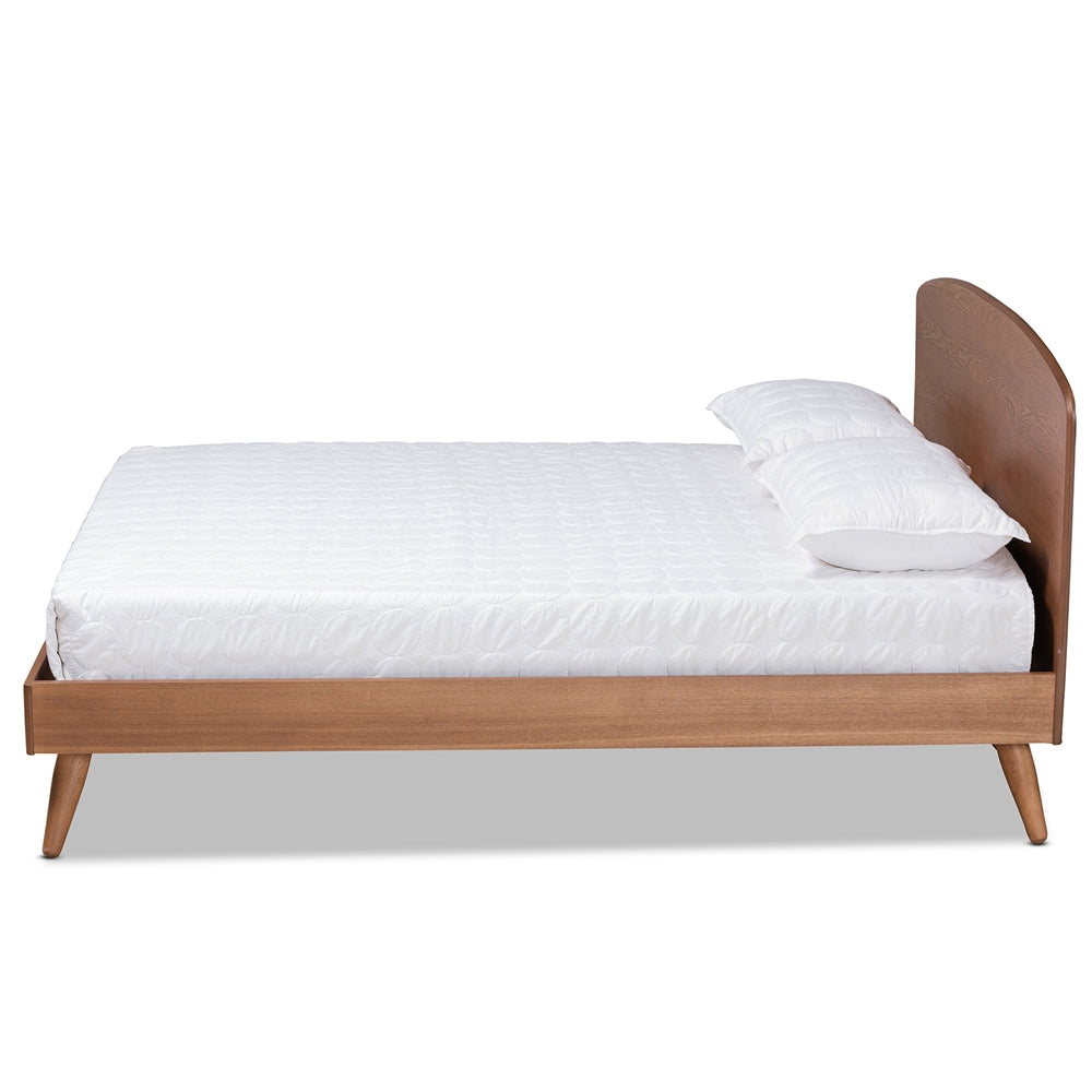 Keagan Mid-Century Modern Walnut Brown Finished Wood King Size Bed