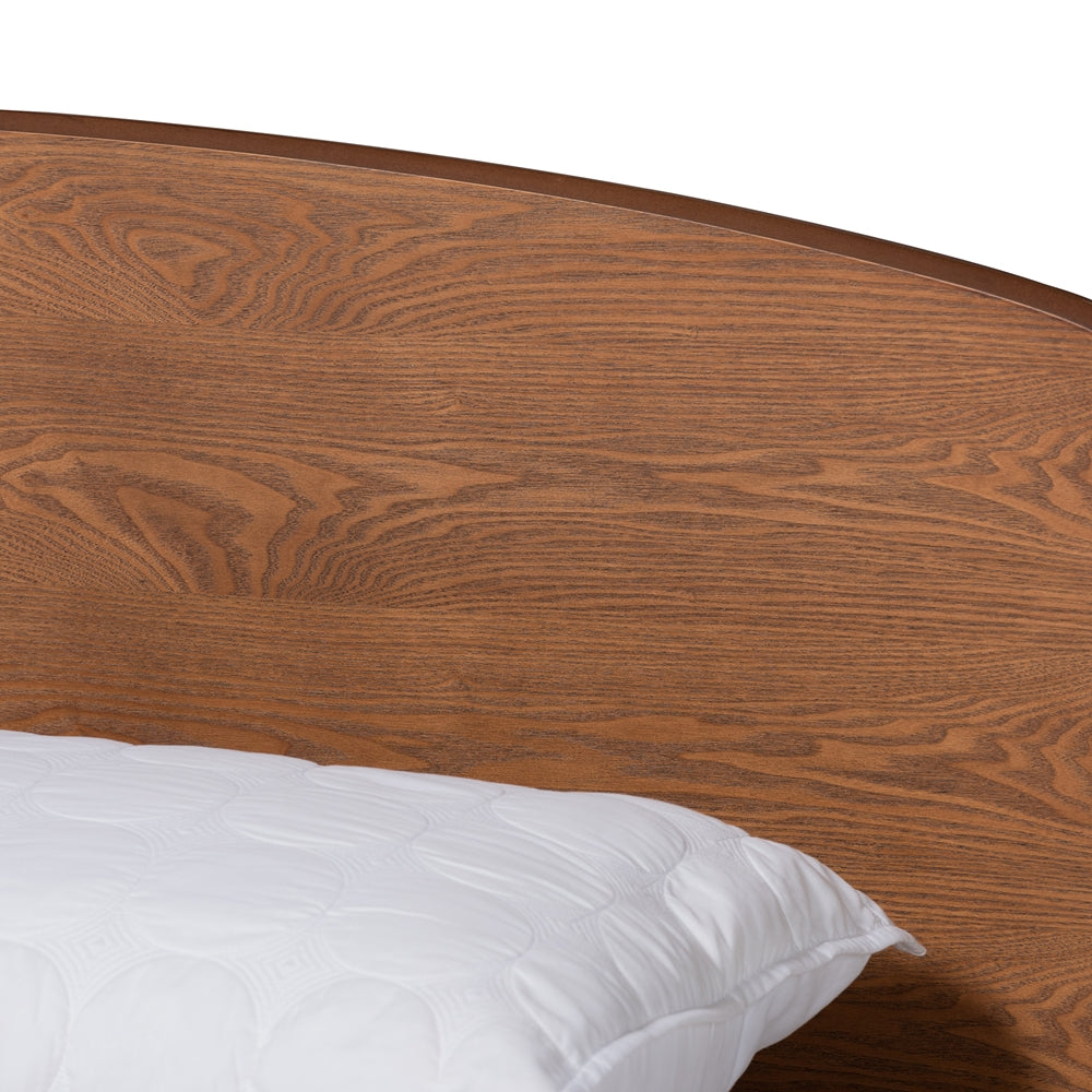 Keagan Mid-Century Modern Walnut Brown Finished Wood Queen Size Bed