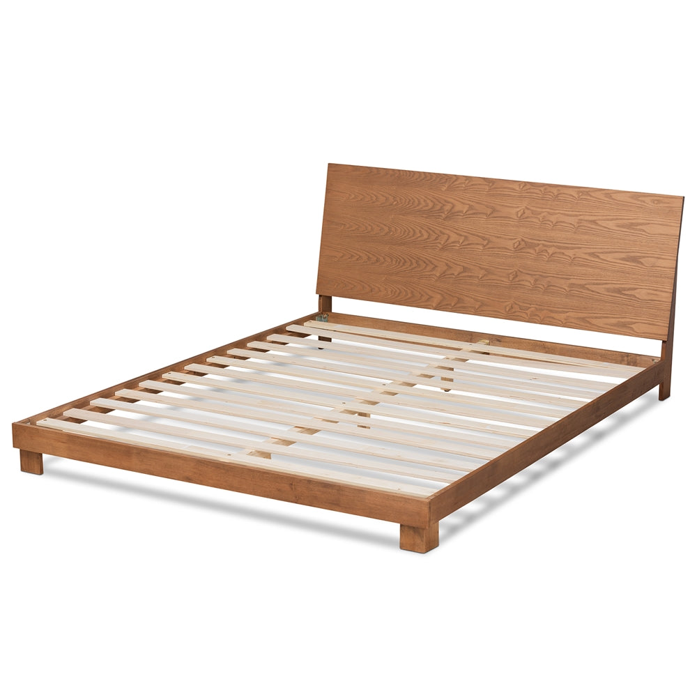 Haines Walnut Brown Finished Wood Queen Size Platform Bed